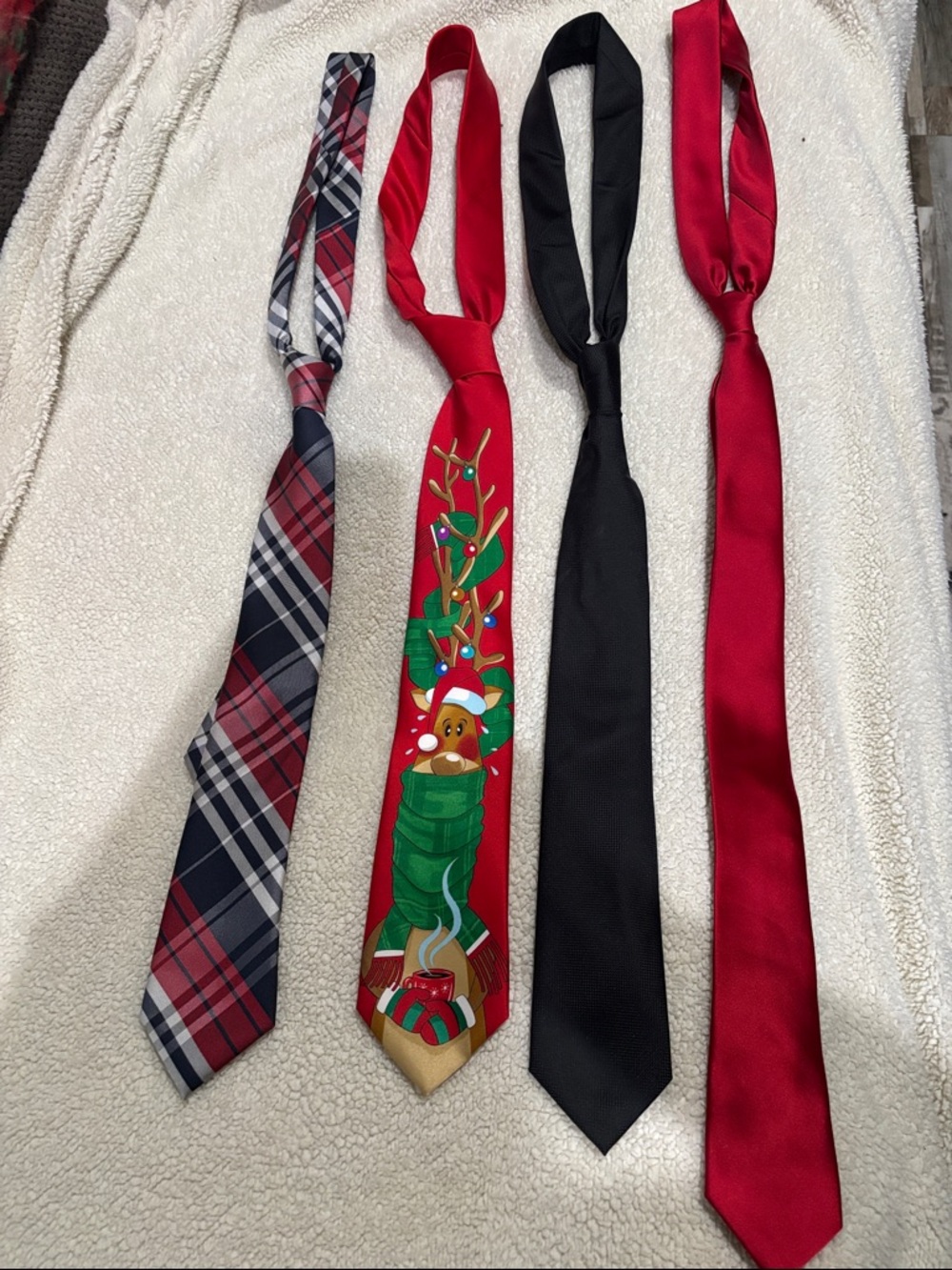 U.S. Polo Assn. Red, Black, Plaid and Novelty Christmas Tie Set